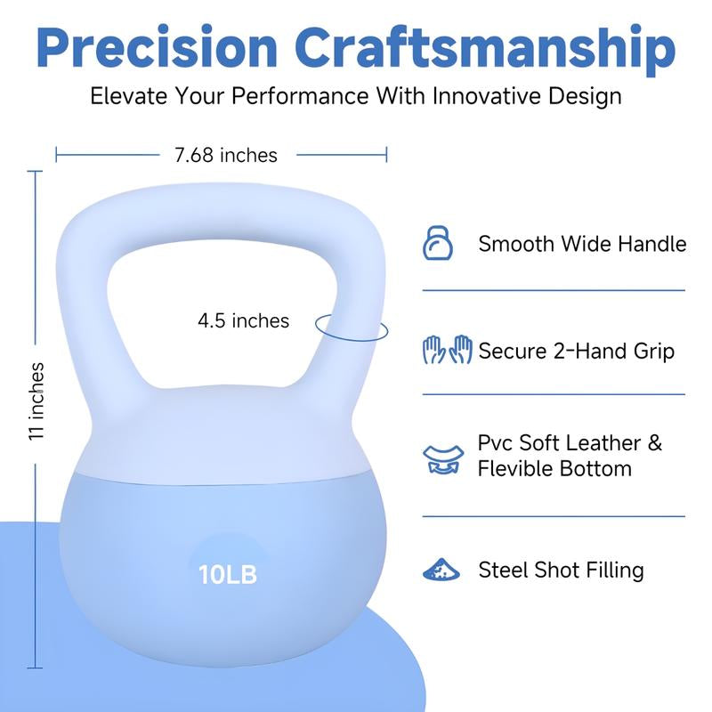 Soft Kettlebell 18LB/15LB/10LB Women Fitness Home Use Kettlebell Dumbbell for Butt Lift and Hip Shaping, Men Strength Training Equipment, Shockproof and Impact Resistant