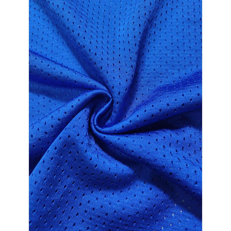 【Fallfreshness】Men'S Blue Football Jersey #17 Retro Blue Mesh Embroidery Sport Jersey:Allen V-Neck Short Sleeves Breathable Sports T-Shirt for Training Competition