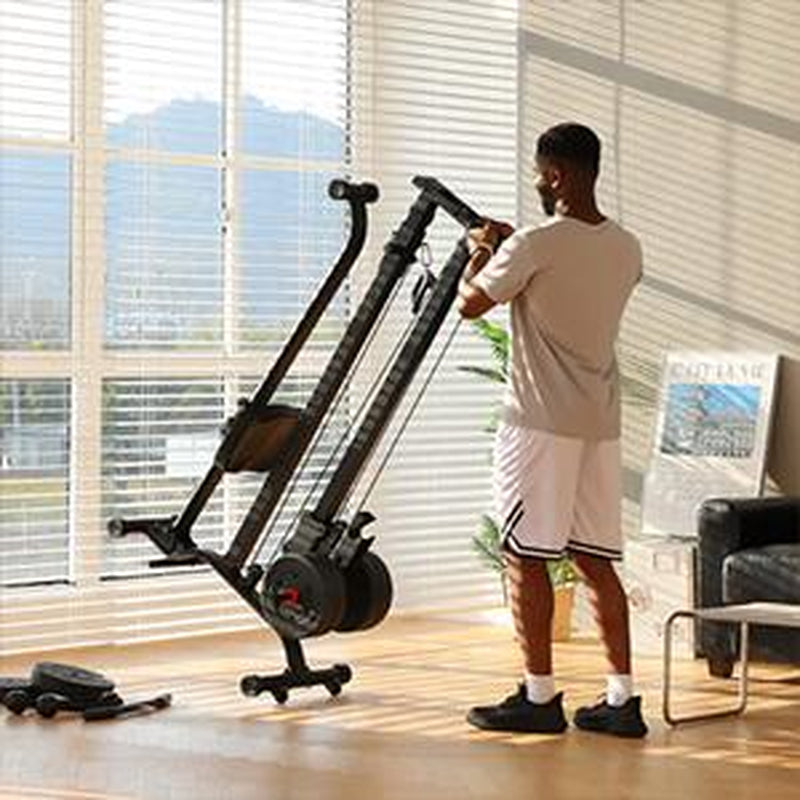 TOUSAINS Foldable Cable & Row Machine, 330LBS Strength, Back Exercise, LAT Tower and LAT Row Cable Machine for Home Gym Dumbbell Clamps Fallfreshness