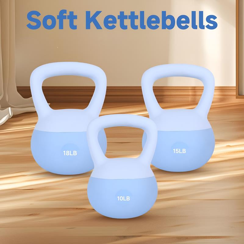 Soft Kettlebell 18LB/15LB/10LB Women Fitness Home Use Kettlebell Dumbbell for Butt Lift and Hip Shaping, Men Strength Training Equipment, Shockproof and Impact Resistant