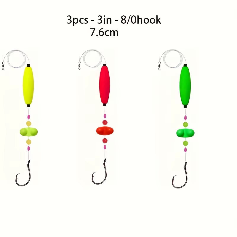3Pcs Catfish Rigs Catfish Float Rigs Catfishing Tackle Santee Rig 6/0 8/0 Circle Hooks for Peg Floats Catfish