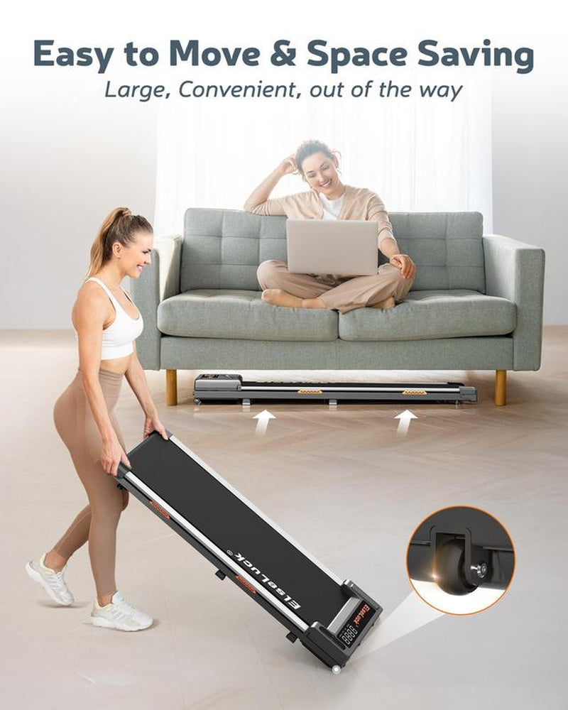 Elseluck Portable under Desk Treadmill with Wheels, Remote Control & LED Display – Treadmill for Home/Office Fitness and Small Spaces
