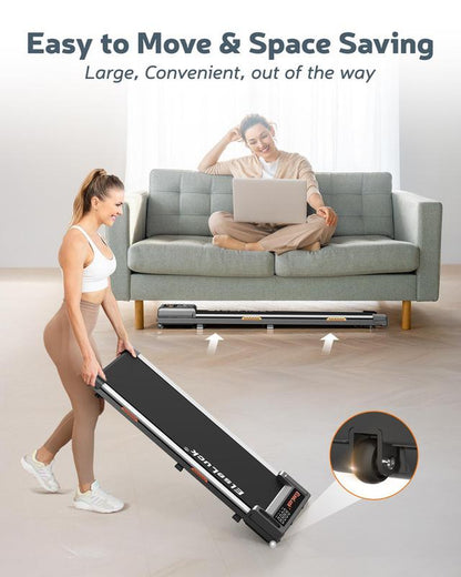 Elseluck Portable under Desk Treadmill with Wheels, Remote Control & LED Display – Treadmill for Home/Office Fitness and Small Spaces
