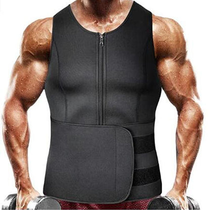 Men'S Sauna Sweat Vest,Men Workout Tops,Adjustable Waist Trainer with Zipper,Sports Workout Excecise Tank Tops