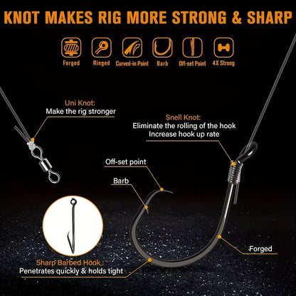 3Pcs Catfish Rigs Catfish Float Rigs Catfishing Tackle Santee Rig 6/0 8/0 Circle Hooks for Peg Floats Catfish