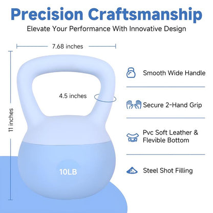 Soft Kettlebell 18LB/15LB/10LB Women Fitness Home Use Kettlebell Dumbbell for Butt Lift and Hip Shaping, Men Strength Training Equipment, Shockproof and Impact Resistant