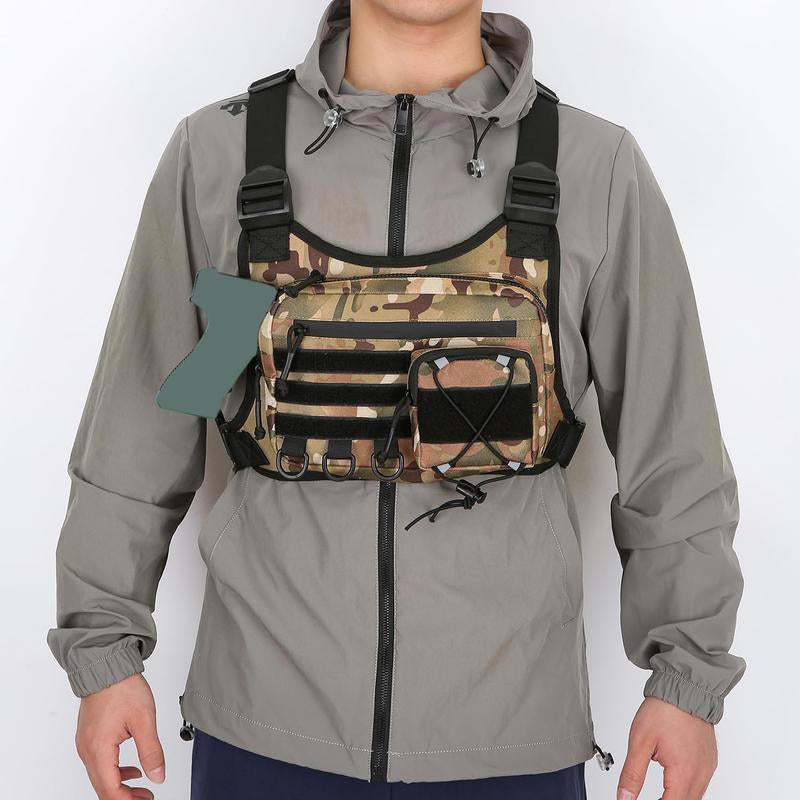 Outdoor Tactical Chest Bag for Men - Quick Access & Anti-Theft EDC Travel Pack for Running, Hiking, Jogging - Adjustable Straps for All Sizes - Plain Design - Active