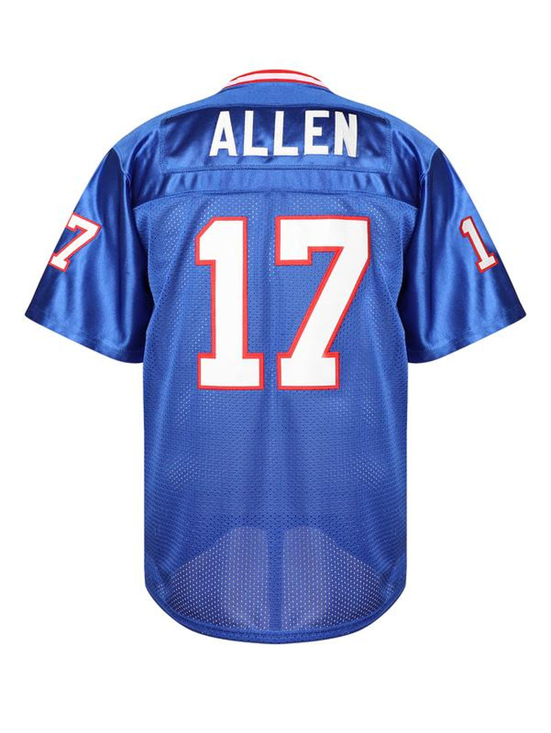 【Fallfreshness】Men'S Blue Football Jersey #17 Retro Blue Mesh Embroidery Sport Jersey:Allen V-Neck Short Sleeves Breathable Sports T-Shirt for Training Competition