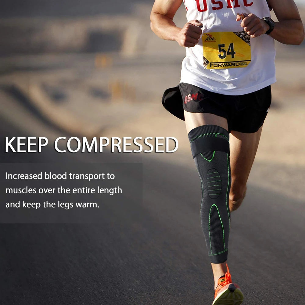 Anti-Slip Lengthen Knee Pad Long Leg Sleeve Bandage Compression Knee Brace Running Sports Warmth Elastic Knee Protector