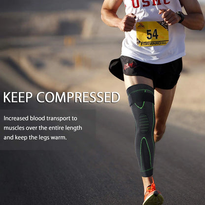 Anti-Slip Lengthen Knee Pad Long Leg Sleeve Bandage Compression Knee Brace Running Sports Warmth Elastic Knee Protector