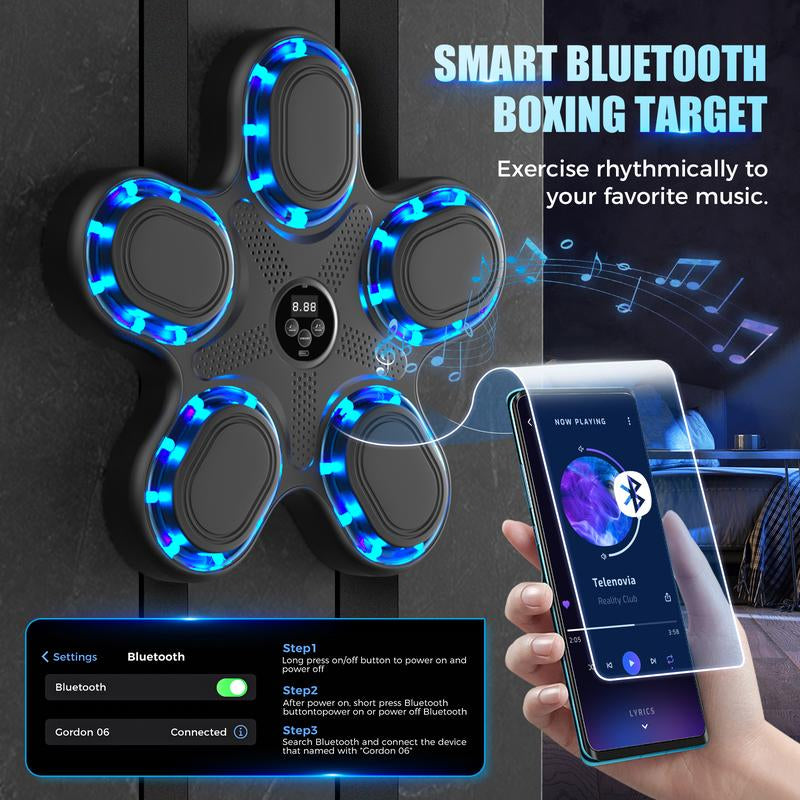Upgraded Music Boxing Machine - Smart Bluetooth Wall-Mounted Fun Fitness Toy with Punch Counter, Adjustable Speed, Premium Gloves Included - Home/Office Workout & Stress Relief Playmate