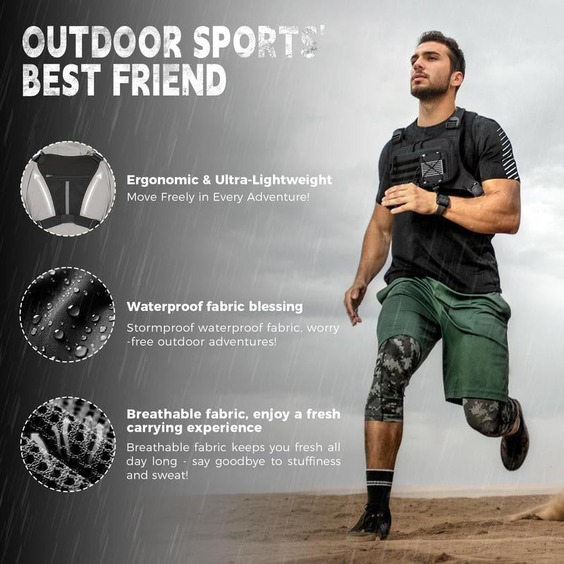 Outdoor Tactical Chest Bag for Men - Quick Access & Anti-Theft EDC Travel Pack for Running, Hiking, Jogging - Adjustable Straps for All Sizes - Plain Design - Active