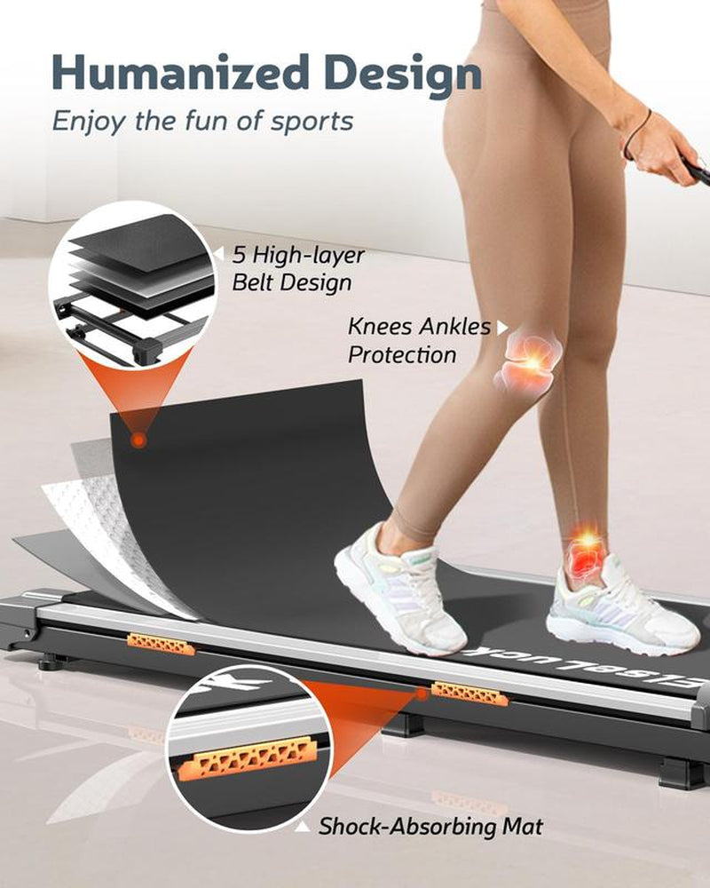 Elseluck Portable under Desk Treadmill with Wheels, Remote Control & LED Display – Treadmill for Home/Office Fitness and Small Spaces