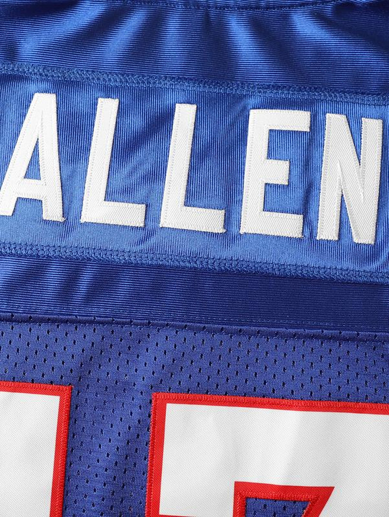 【Fallfreshness】Men'S Blue Football Jersey #17 Retro Blue Mesh Embroidery Sport Jersey:Allen V-Neck Short Sleeves Breathable Sports T-Shirt for Training Competition