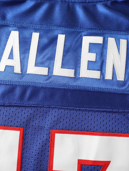 【Fallfreshness】Men'S Blue Football Jersey #17 Retro Blue Mesh Embroidery Sport Jersey:Allen V-Neck Short Sleeves Breathable Sports T-Shirt for Training Competition