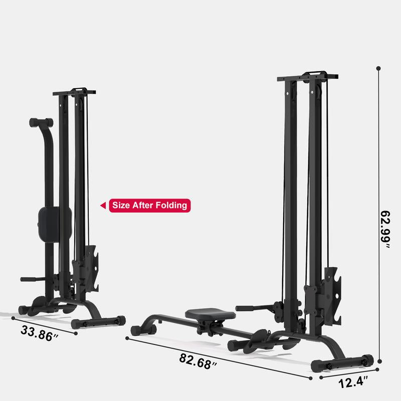 TOUSAINS Foldable Cable & Row Machine, 330LBS Strength, Back Exercise, LAT Tower and LAT Row Cable Machine for Home Gym Dumbbell Clamps Fallfreshness