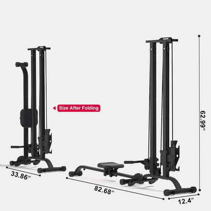 TOUSAINS Foldable Cable & Row Machine, 330LBS Strength, Back Exercise, LAT Tower and LAT Row Cable Machine for Home Gym Dumbbell Clamps Fallfreshness