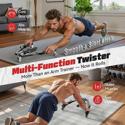 FLYBIRD Chest & Arm Twister – Hydraulic Power Chest Press Machine for Upper Body & Forearm Strength Training, 2-In-1 Twister Arm Trainer & Grip Strengthener with Ab Roller Wheel (Backpack & Pad Included)