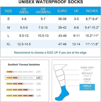 Waterproof Socks Hiking Walking Outdoor Activities for Men and Women Unisex Ankle Length Running Socks Anti-Wear Outdoor Sports Socks with Dexdri Inners & 3-Layer Stretch Technology