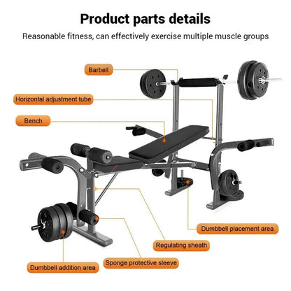 Workout Bench for Home Gym Strength Training Equipment with Preacher Curl Pad and Weight Rack Storage