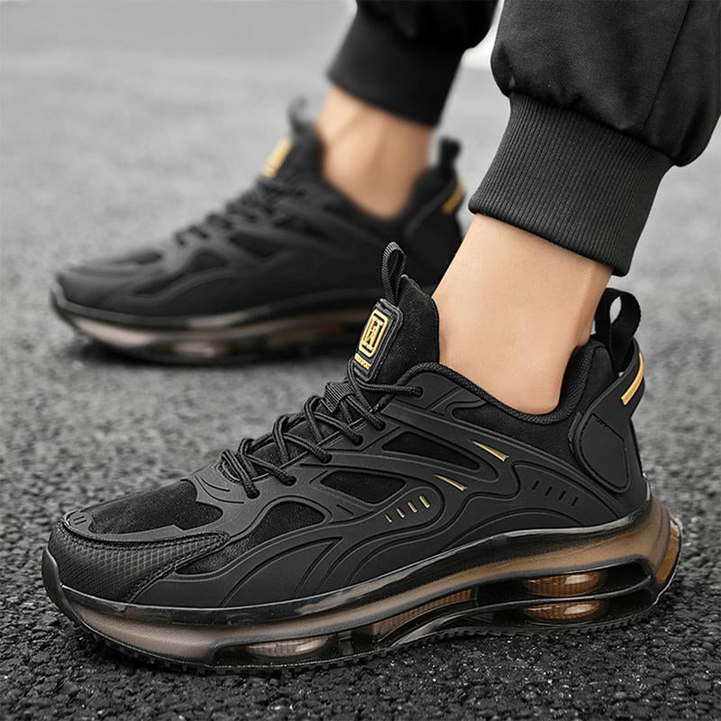 Men'S plus Size Four Universal Season Breathable Running Shoes - Pu/Nylon Upper Layer & Tpu/Rubber Sole Stabilized Cushioned Low-Top Sneakers, Lined with Fabric, Modern Shoes, Durable Construction, Suitable for Hiking, Gym, Casual Wear