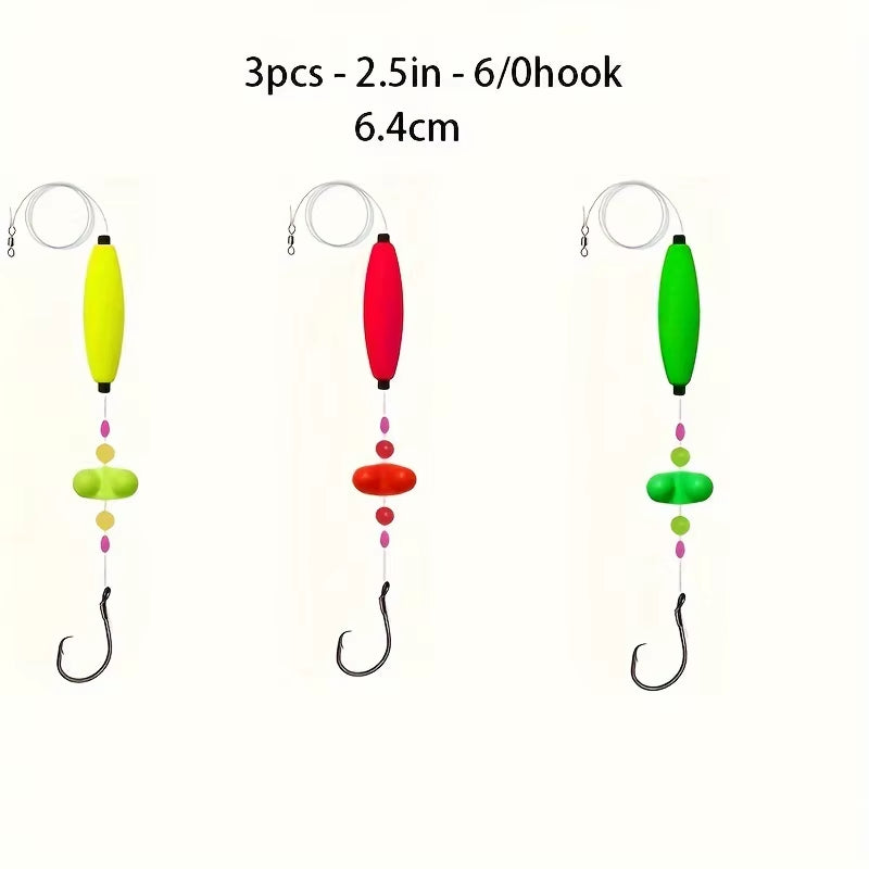 3Pcs Catfish Rigs Catfish Float Rigs Catfishing Tackle Santee Rig 6/0 8/0 Circle Hooks for Peg Floats Catfish