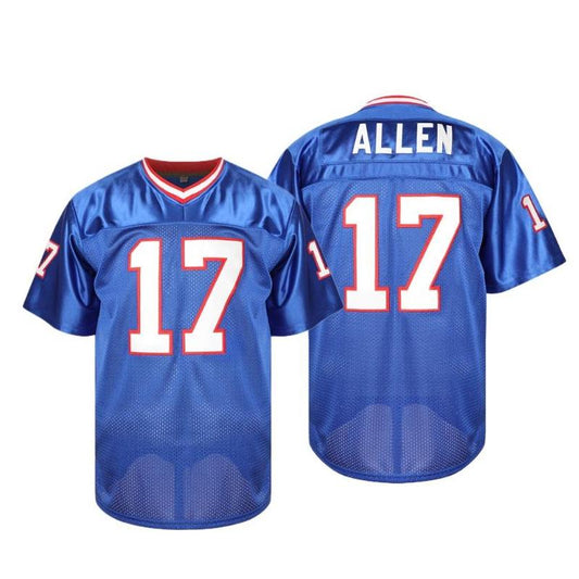 【Fallfreshness】Men'S Blue Football Jersey #17 Retro Blue Mesh Embroidery Sport Jersey:Allen V-Neck Short Sleeves Breathable Sports T-Shirt for Training Competition