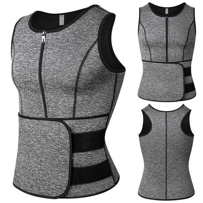 Men'S Sauna Sweat Vest,Men Workout Tops,Adjustable Waist Trainer with Zipper,Sports Workout Excecise Tank Tops
