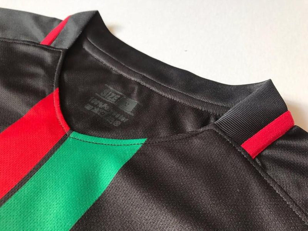 Palestine Black Centre Striped (Red_Green English) Football Shirt, Palestine Soccer Jersey