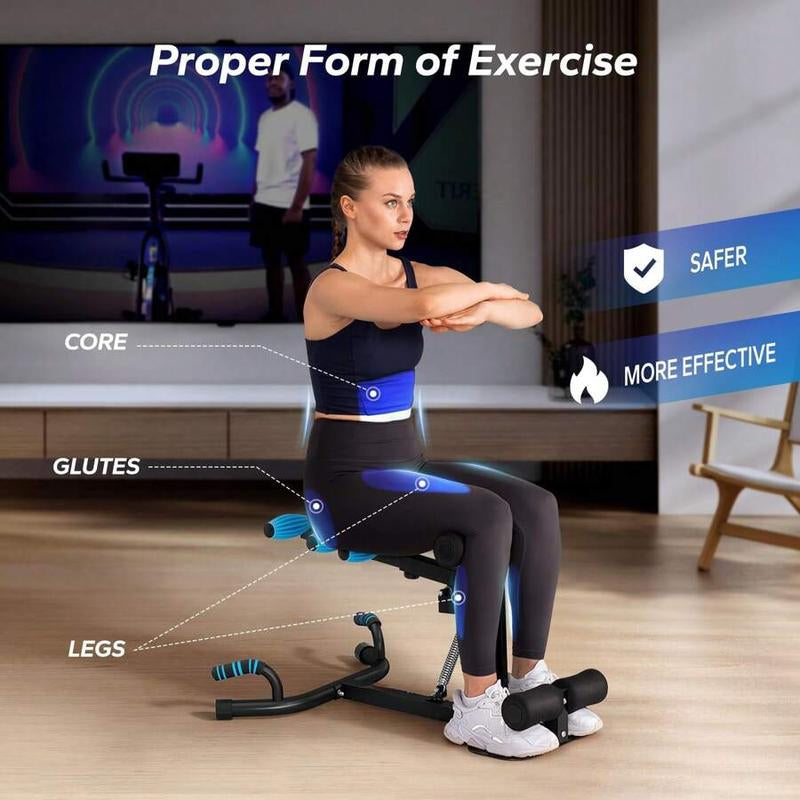 Deep Squat Machine, Adjustable Glutes Trainer Machine, Core Leg Push up Workout Machine for Home Gym