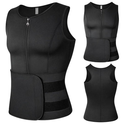 Men'S Sauna Sweat Vest,Men Workout Tops,Adjustable Waist Trainer with Zipper,Sports Workout Excecise Tank Tops