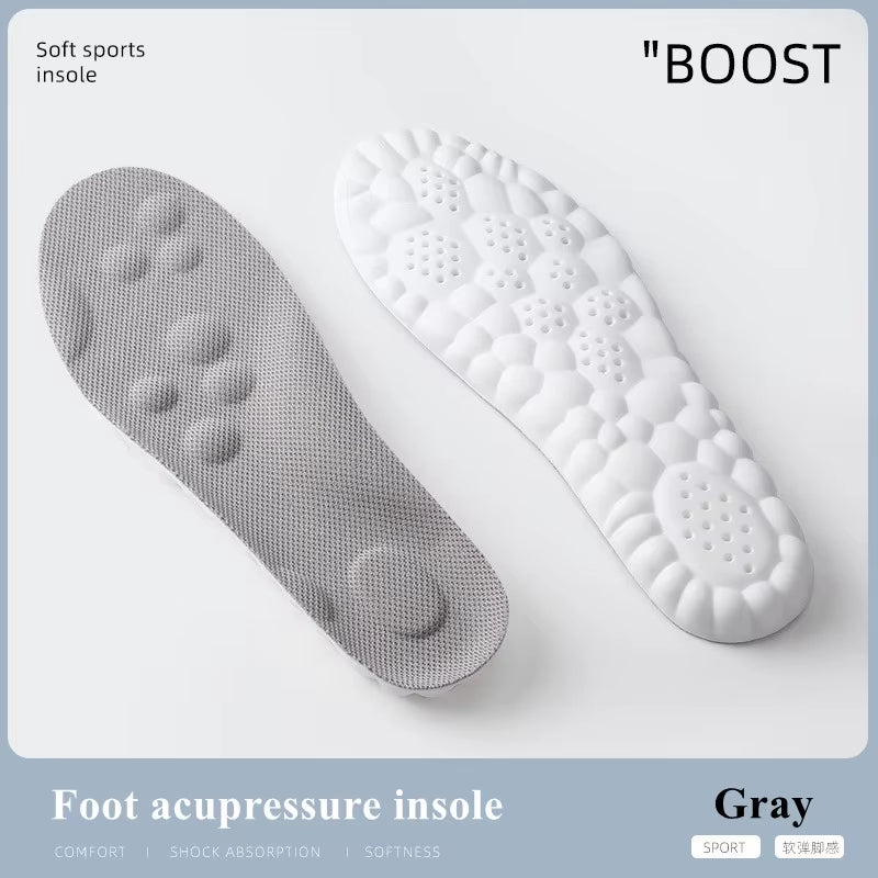 4D Sports Insoles Ultra-Soft High-Elasticity Pads Anti-Pain Antibacterial Deodorant Pad Casual Cushion Arch Support Foot Insoles