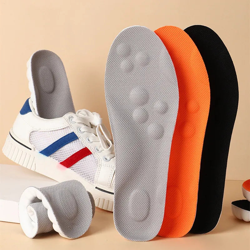 4D Sports Insoles Ultra-Soft High-Elasticity Pads Anti-Pain Antibacterial Deodorant Pad Casual Cushion Arch Support Foot Insoles