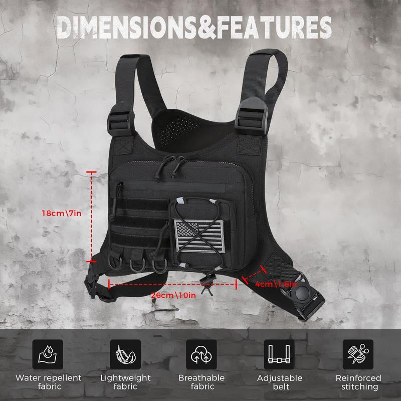 Outdoor Tactical Chest Bag for Men - Quick Access & Anti-Theft EDC Travel Pack for Running, Hiking, Jogging - Adjustable Straps for All Sizes - Plain Design - Active