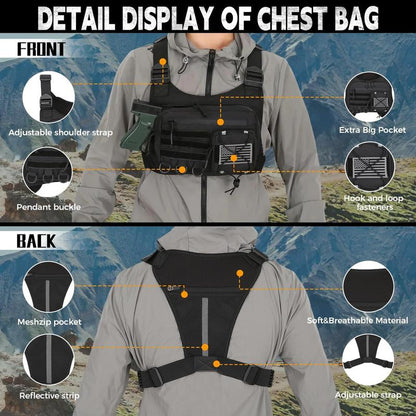 Outdoor Tactical Chest Bag for Men - Quick Access & Anti-Theft EDC Travel Pack for Running, Hiking, Jogging - Adjustable Straps for All Sizes - Plain Design - Active