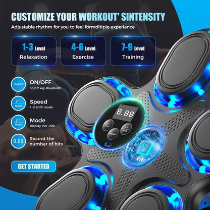 Upgraded Music Boxing Machine - Smart Bluetooth Wall-Mounted Fun Fitness Toy with Punch Counter, Adjustable Speed, Premium Gloves Included - Home/Office Workout & Stress Relief Playmate