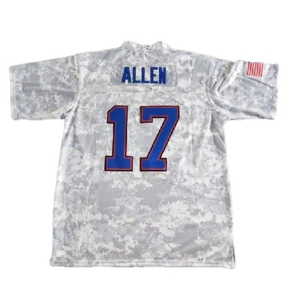 【Fallfreshness】Men'S Blue Football Jersey #17 Retro Blue Mesh Embroidery Sport Jersey:Allen V-Neck Short Sleeves Breathable Sports T-Shirt for Training Competition