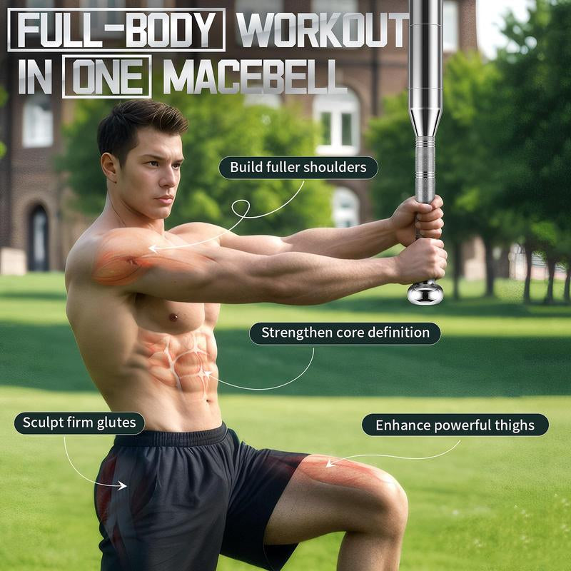 Adjustable Macebell Clubbell for Strength Training, 6/8-In-1 Premium Steel for Full Body, Muscles, Shoulder, Grips & Forearms Workouts