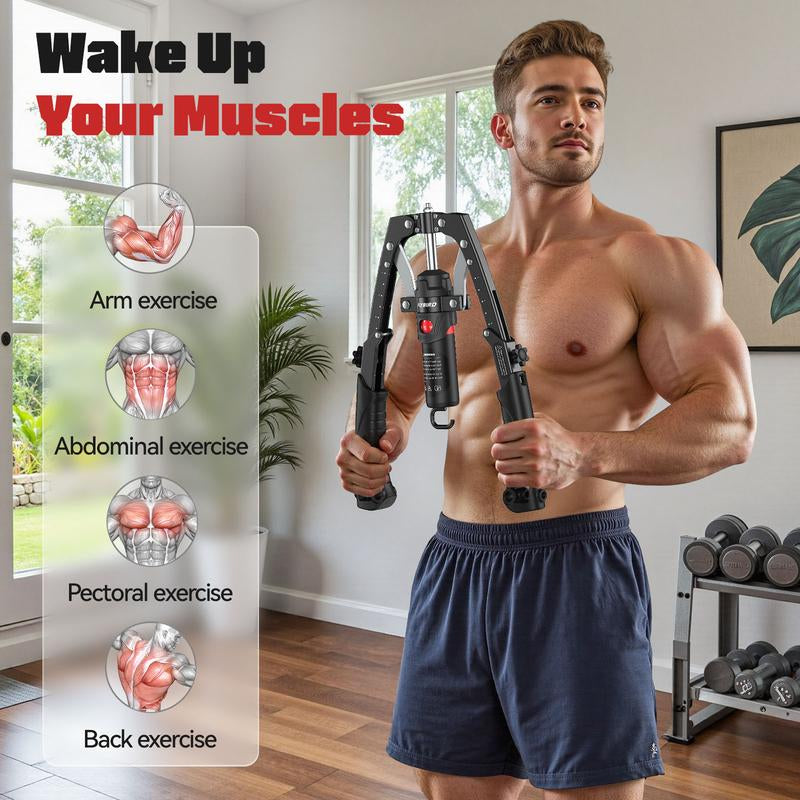 FLYBIRD Chest & Arm Twister – Hydraulic Power Chest Press Machine for Upper Body & Forearm Strength Training, 2-In-1 Twister Arm Trainer & Grip Strengthener with Ab Roller Wheel (Backpack & Pad Included)