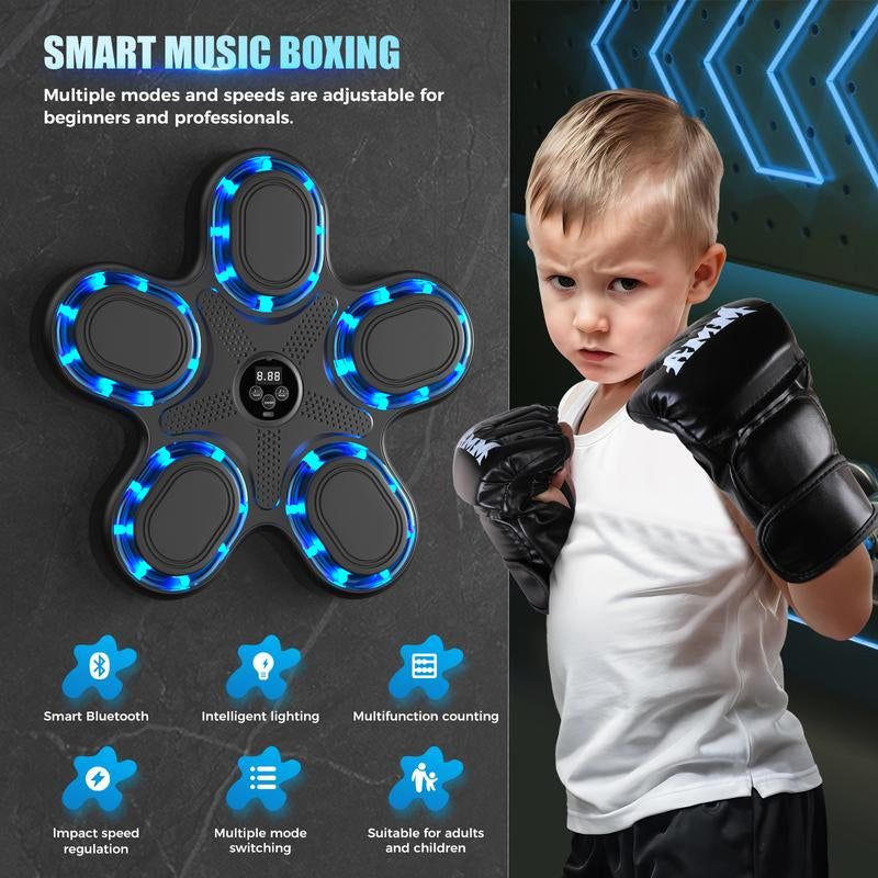 Upgraded Music Boxing Machine - Smart Bluetooth Wall-Mounted Fun Fitness Toy with Punch Counter, Adjustable Speed, Premium Gloves Included - Home/Office Workout & Stress Relief Playmate