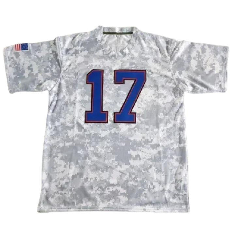 【Fallfreshness】Men'S Blue Football Jersey #17 Retro Blue Mesh Embroidery Sport Jersey:Allen V-Neck Short Sleeves Breathable Sports T-Shirt for Training Competition