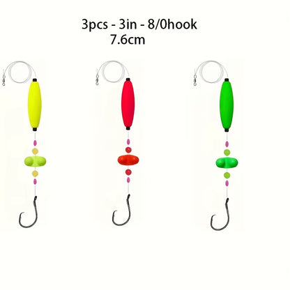 3Pcs Catfish Rigs Catfish Float Rigs Catfishing Tackle Santee Rig 6/0 8/0 Circle Hooks for Peg Floats Catfish