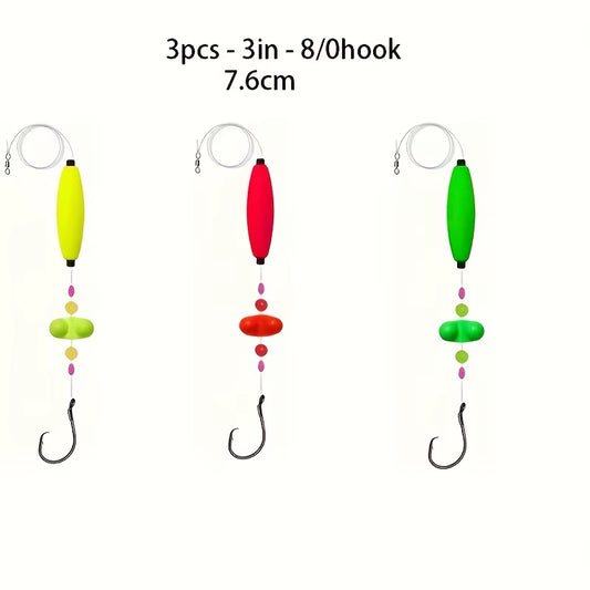 3Pcs Catfish Rigs Catfish Float Rigs Catfishing Tackle Santee Rig 6/0 8/0 Circle Hooks for Peg Floats Catfish